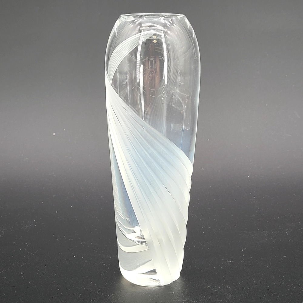 Lenox Windswept Crystal Bud Vase 7" Frosted Swirl Cut Lead Crystal Germany